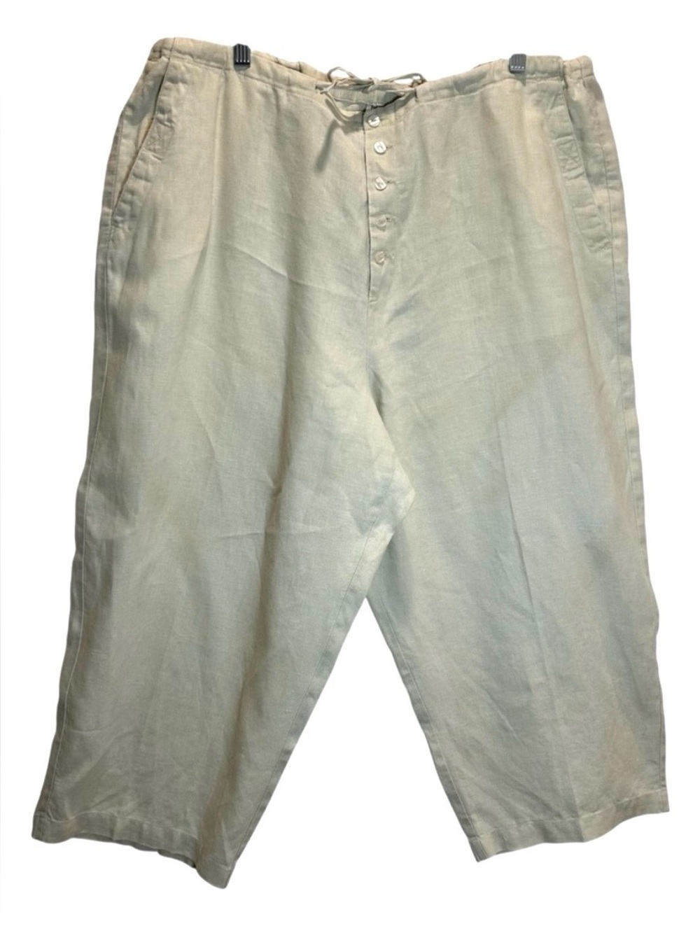 Bridgewater Studio Tan Linen Relaxed Fit Drawstring Pants - 20W